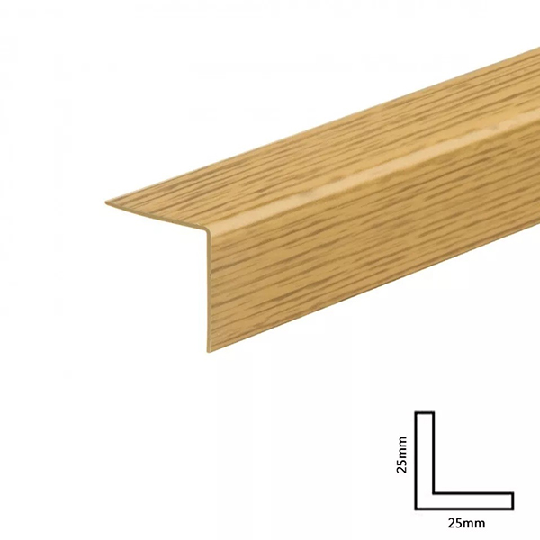 1m Long Wood Effect PVC Angle Cover Trim Rigid Plastic Corner Guard