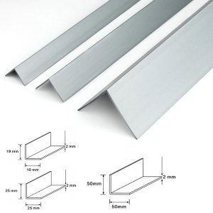 90 Degree Silver Plastic PVC Corner Angle Trim - 1m Long