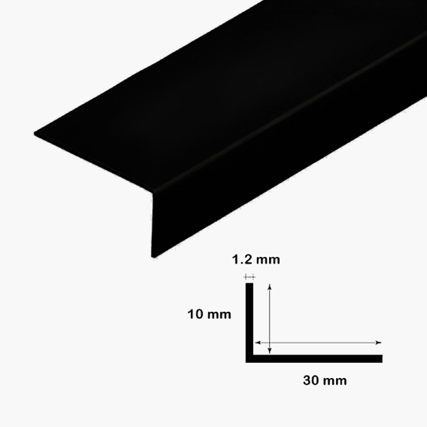 1m Black Plastic PVC Unequal 90 Degree Angle Corner Trim