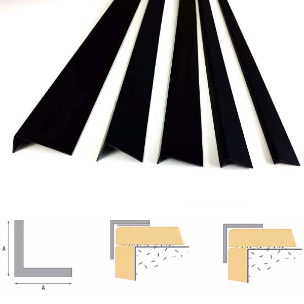 1m Black Plastic PVC Unequal 90 Degree Angle Corner Trim