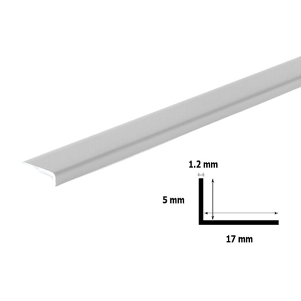 1m Light Grey PVC Unequal Plastic Corner 90 Degree Angle Trim