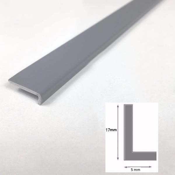 2.5m Plastic PVC Unequal 90 Degree Gray Corner Angle Trim