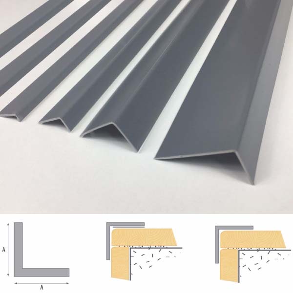 2.5m Plastic PVC Unequal 90 Degree Gray Corner Angle Trim