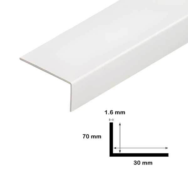 2.5m Unequal White Plastic PVC Corner 90 Degree Angle Trim