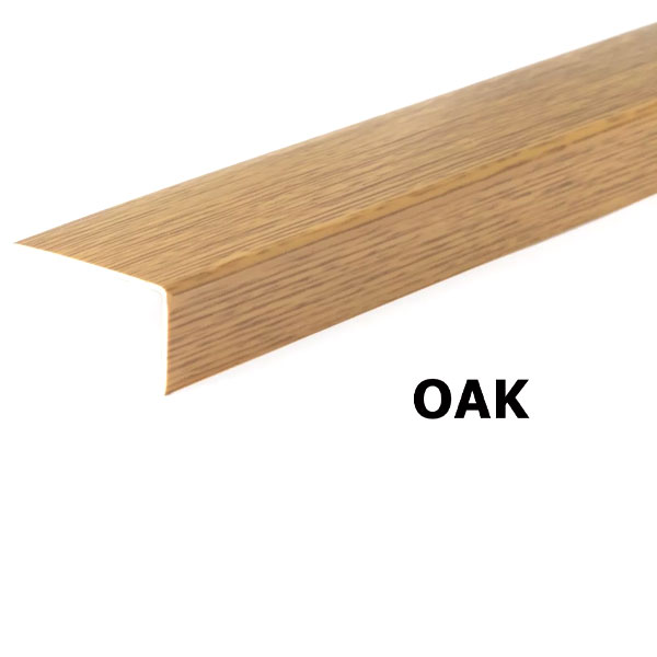 90 Degree Angle Strip 2.5m Long Unequal Wood Effect PVC Plastic Corner 