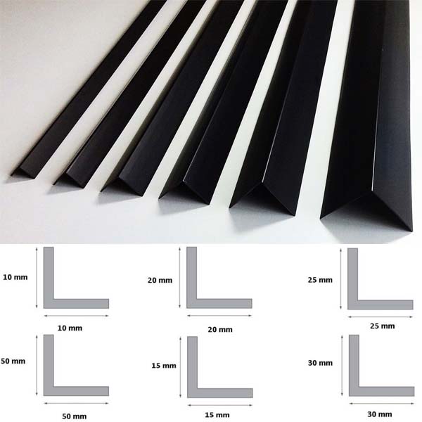 2.5m Black Plastic PVC 90 Degree Corner Angle Trim For Wall Protection