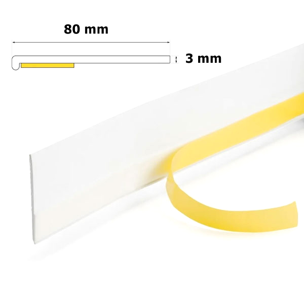 Flat Self-Adhesive White PVC Cover Strip Door & Window Architrave - 6m Long