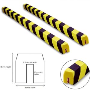 Push on Black & Yellow Corner Guard Trapezoidal Edge Protector